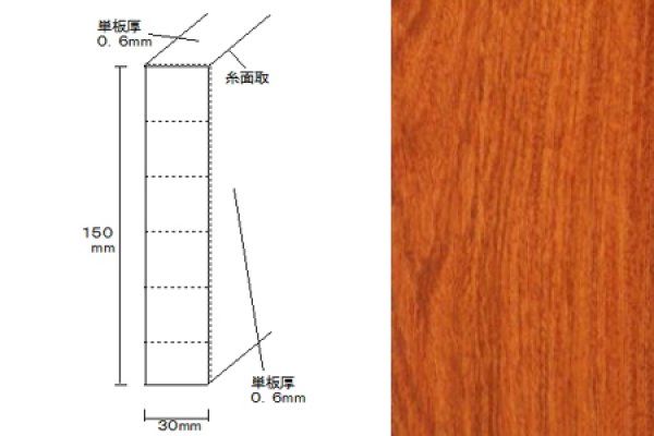 突板貼付框　カリン　無塗装　２９５０×１５０×３０