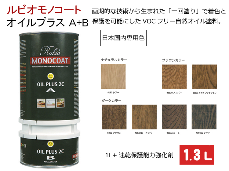 ルビオ　オイルプラスA+B　１．３L　　日本国内専用色（速乾保護能力強化剤セット）